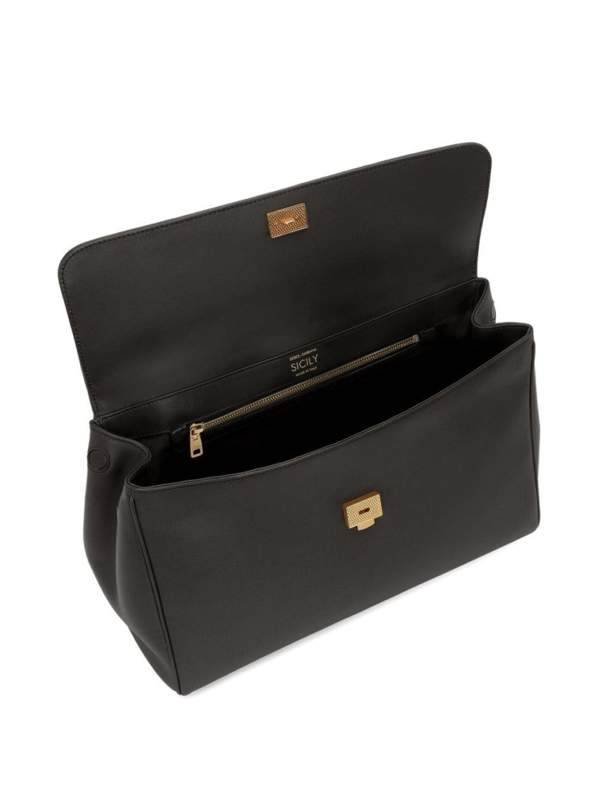 Dolce & Gabbana Structured Leather Handbag With Gold-Tone Hardware