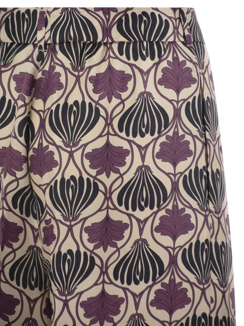 Max Mara Timec - Printed Silk Fluid Trousers