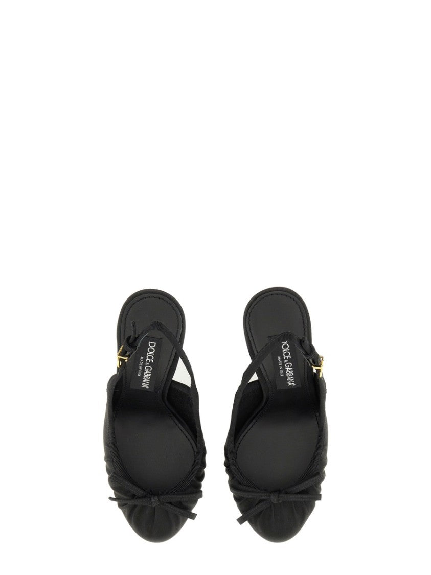 Dolce & Gabbana Satin Slingback Heels With Bow Detail