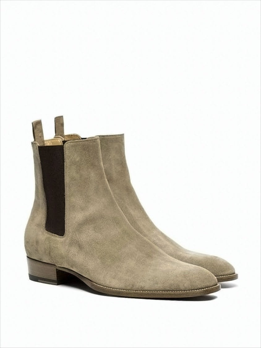 Saint Laurent Pointed Toe Calf Leather Ankle Boots
