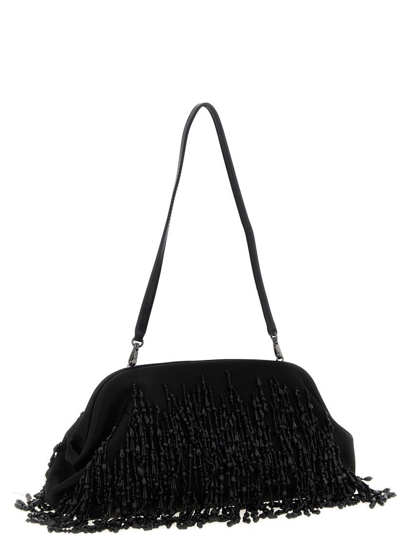 Alberta Ferretti Intricately Embellished Satin Clutch With Chain Strap