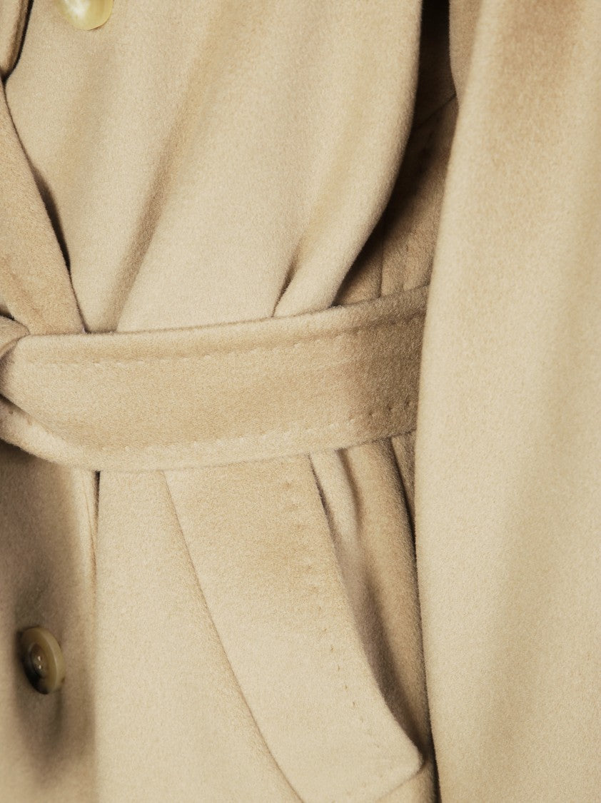 Max Mara Double-Breasted Neutrals Tailored Coat With Wide Lapel Collar