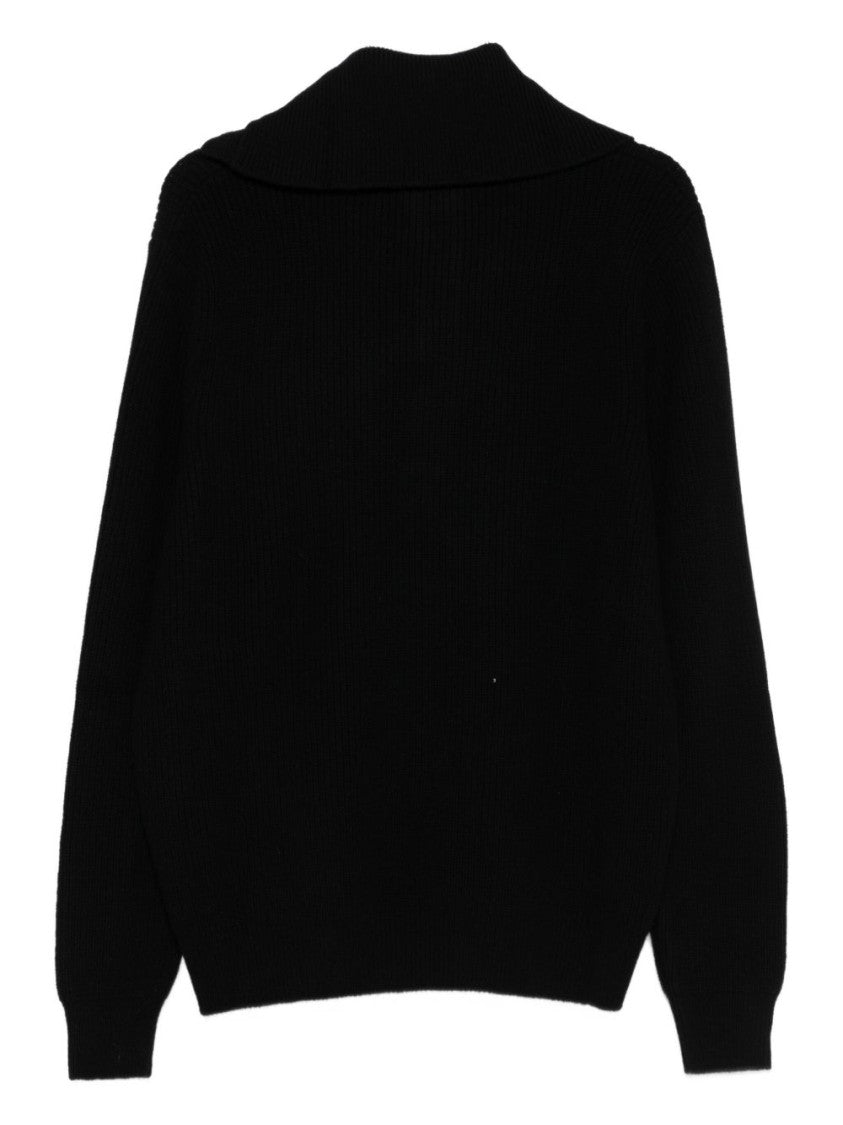 Amaranto Ribbed Knit Sweater With Buttoned Placket