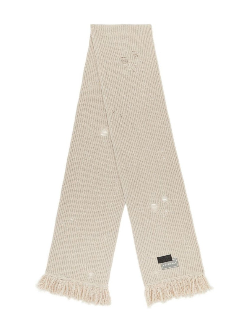 Mm6 By Maison Margiela Ribbed Texture Scarf With Fringed Edges
