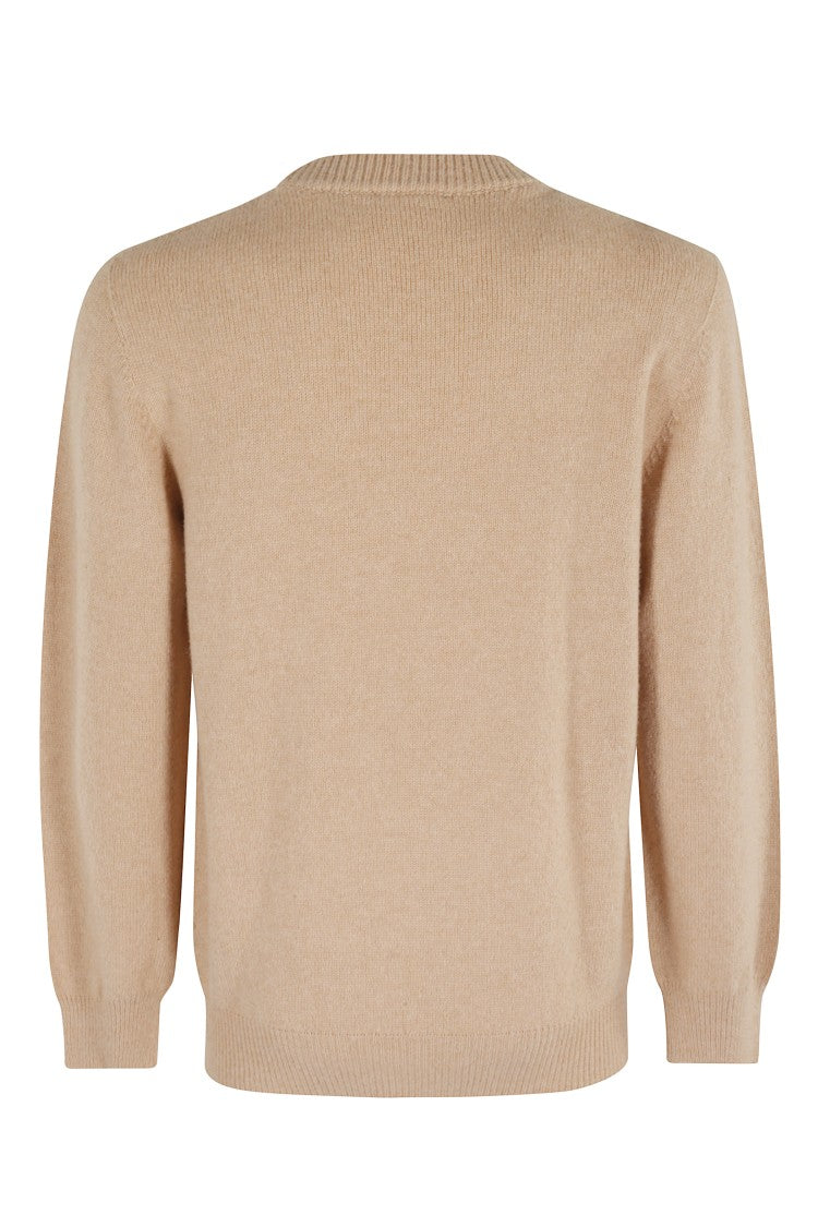 A Paper Kid Camel Knitted Crew Neck Sweater