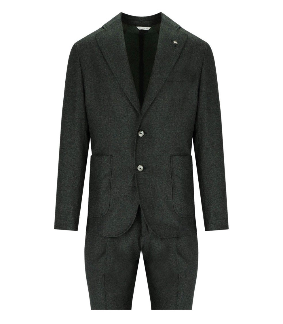 Manuel Ritz Dark Green Tailored Suit With Wide Lapel And Slim Fit Trousers