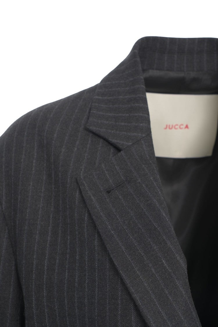 Jucca Pinstriped Blazer With Notched Collar And Tailored Fit