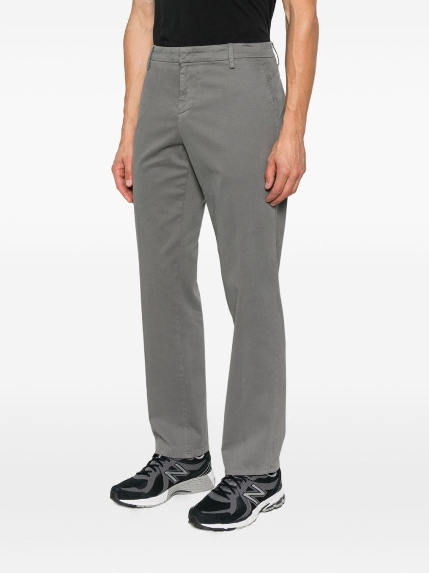 Dondup Straight-Cut Cotton Trousers With Slash Pockets