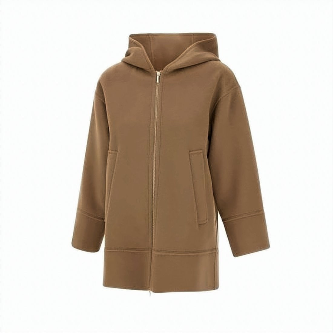 Max Mara Boxy Wool Jacket With Front Zipper And Hood