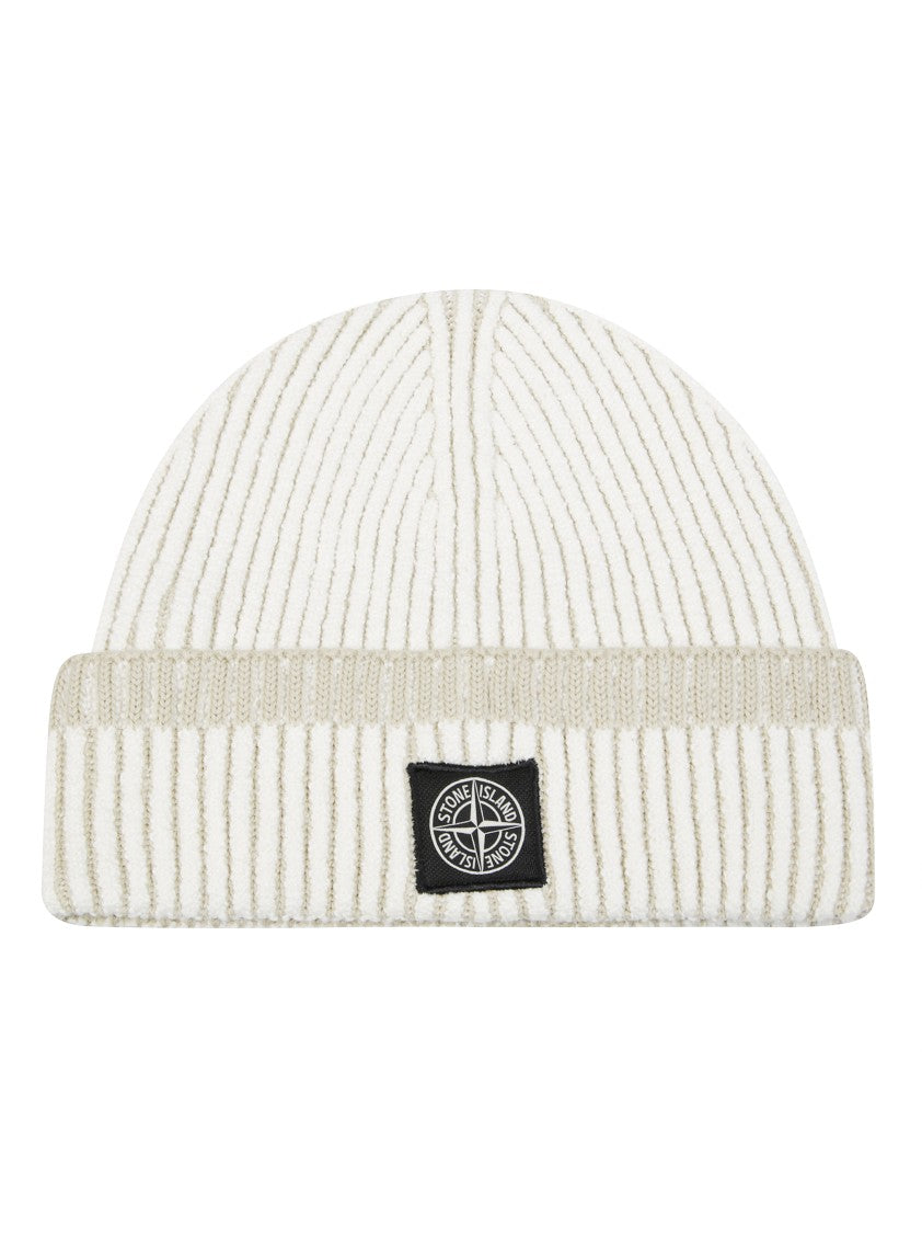 Stone Island Ribbed Knitted Beanie With Folded Cuff