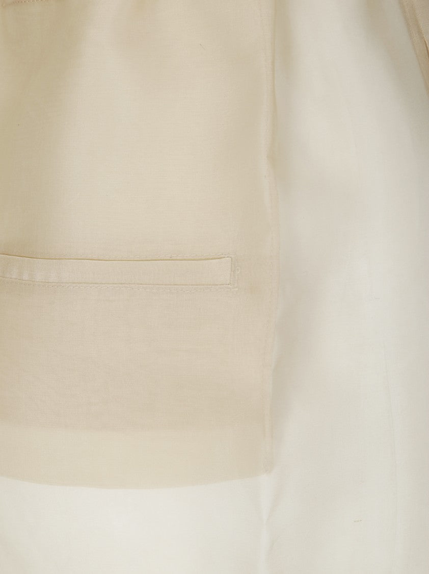 Khaite Beige Semi-Transparent Silk Pants With Drawstring Waist
