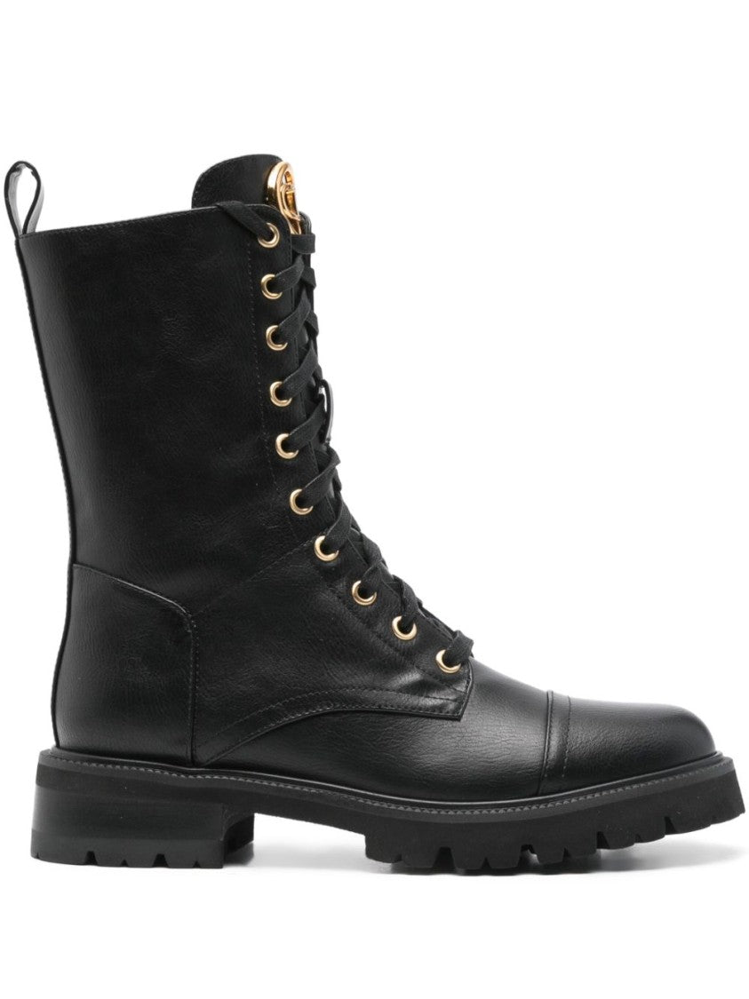 Twin-Set Tall Lace-Up Black Boots