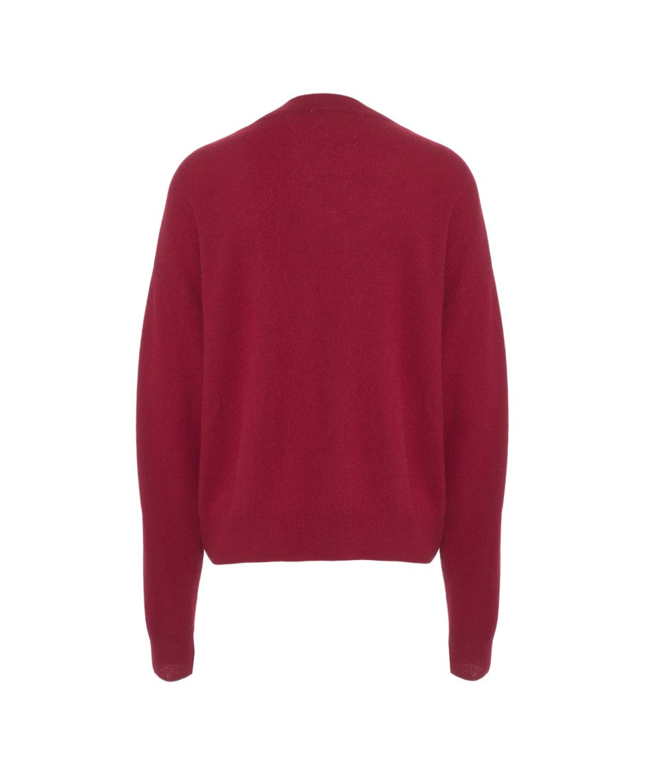 Crush Cashmere V-Neck Pullover With Ribbed Cuffs