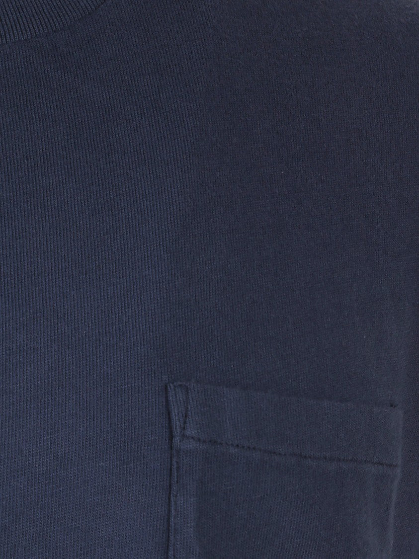 Tom Ford Indigo Blue Cotton T-Shirt With Chest Pocket And Crew Neck