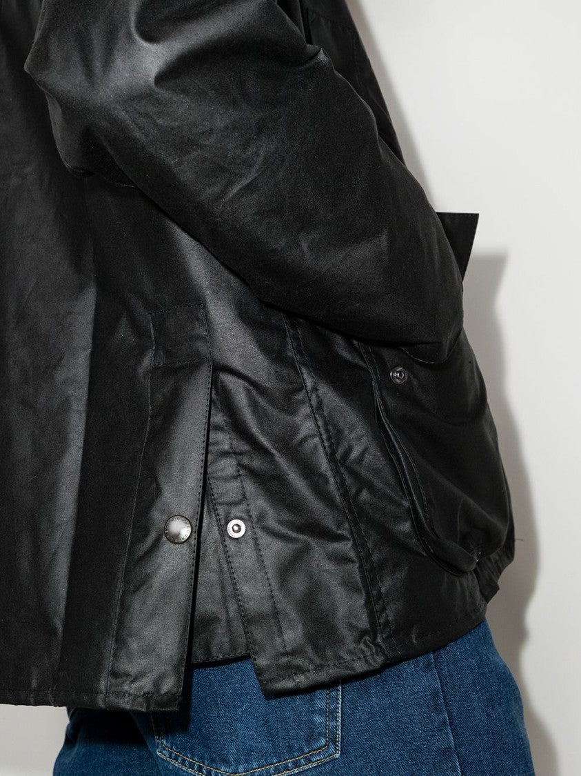 Barbour Classic Black Coat With Button-Up Front