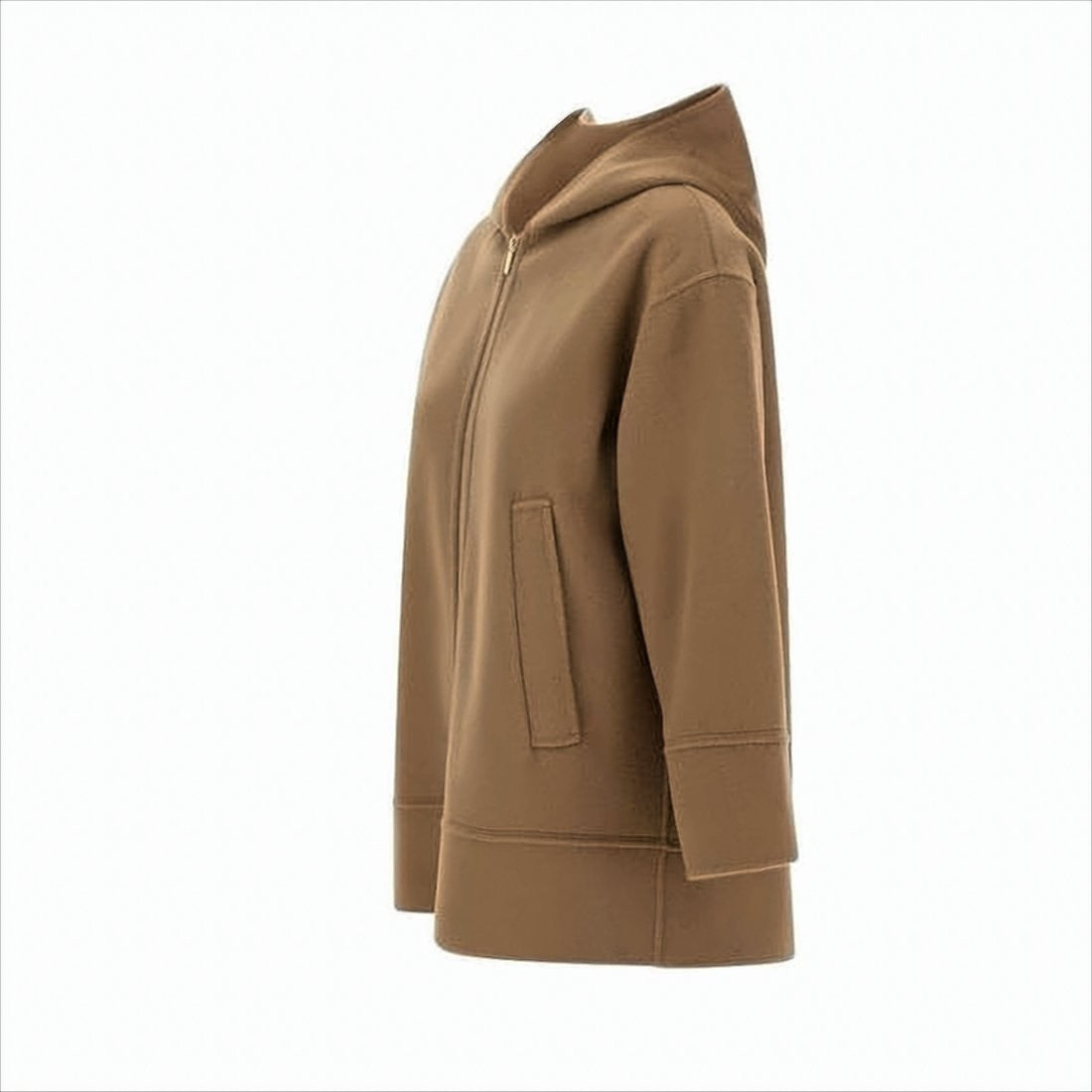 Max Mara Boxy Wool Jacket With Front Zipper And Hood