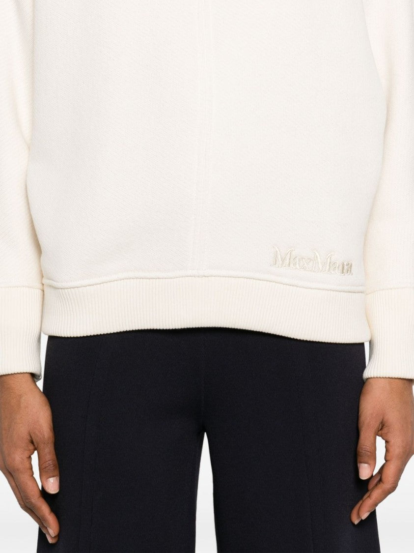 Max Mara Ribbed Neckline Sweatshirt With Embroidered Logo