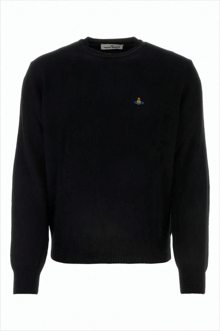 Vivienne Westwood Crewneck Sweater With Embroidered Emblem And Ribbed Details