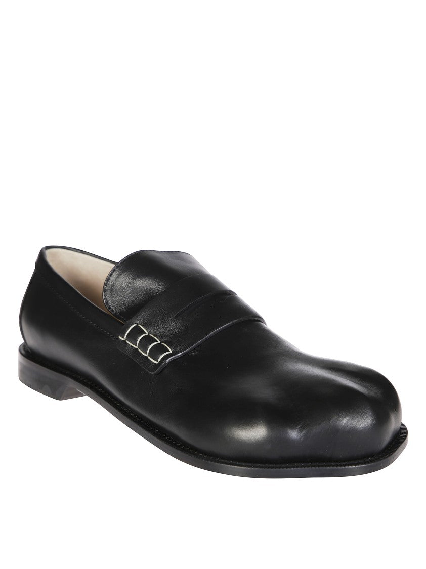 J. W. Anderson Polished Black Leather Moccasin With Silver Accents