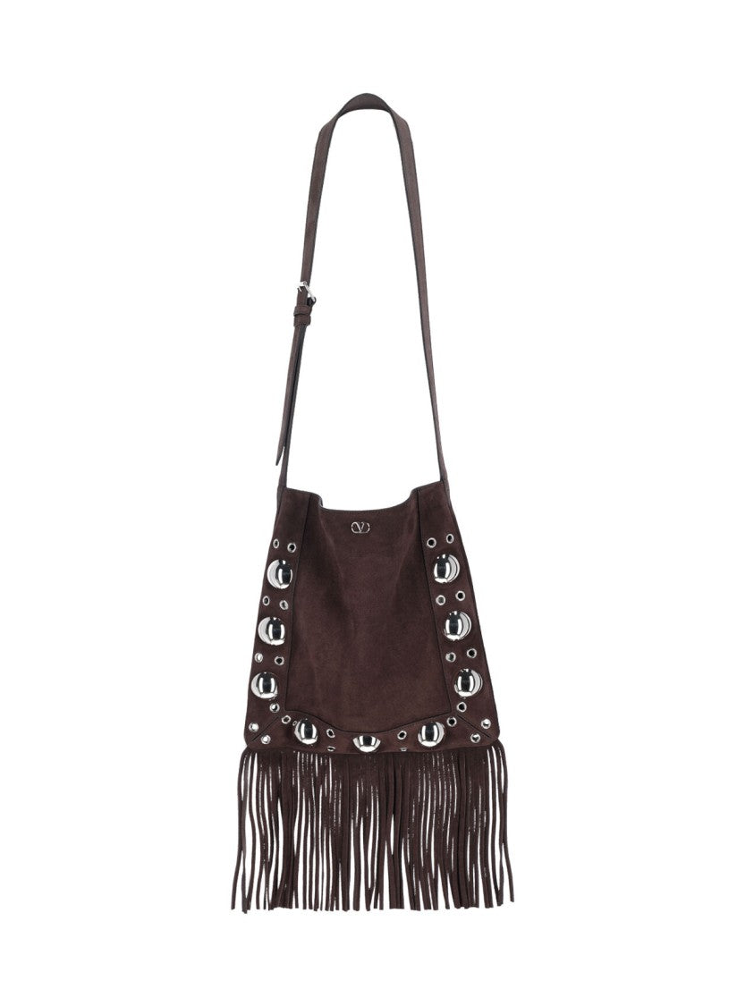 Valentino Garavani Structured Brown Handbag With Design