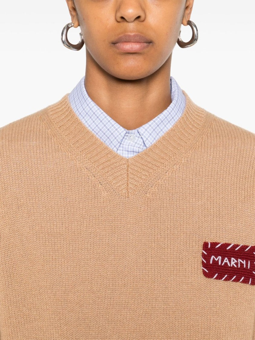 Marni Cashmere Knit Sweater With V-Neckline