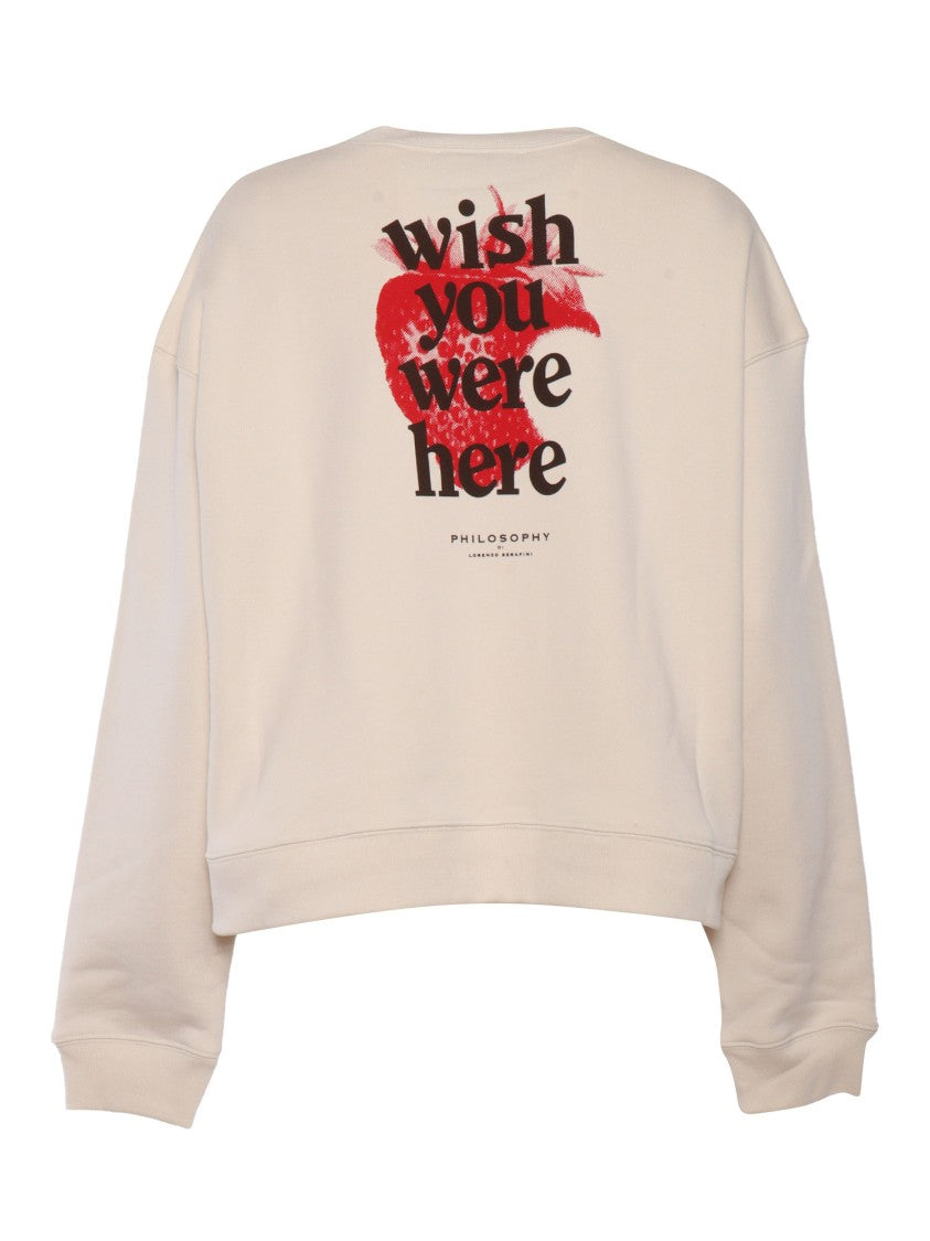 Philosophy Di Lorenzo Serafini Cropped Beige Sweatshirt With Subtle Logo
