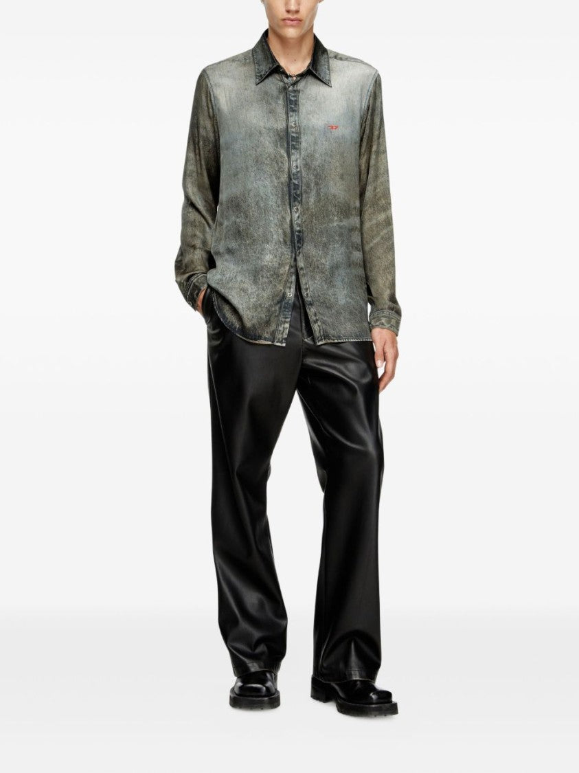 Diesel Washed Grey Viscose Casual Shirt