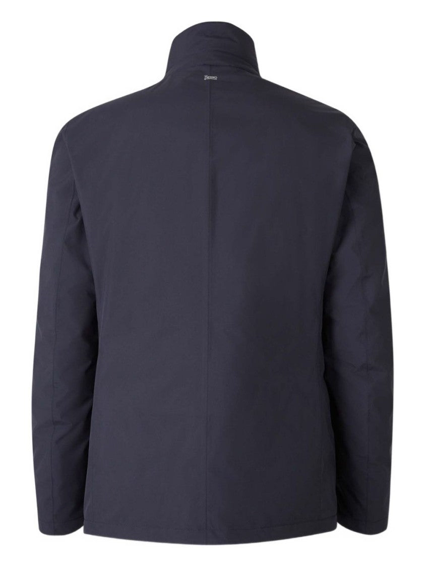 Herno Blue Jacket With High Collar