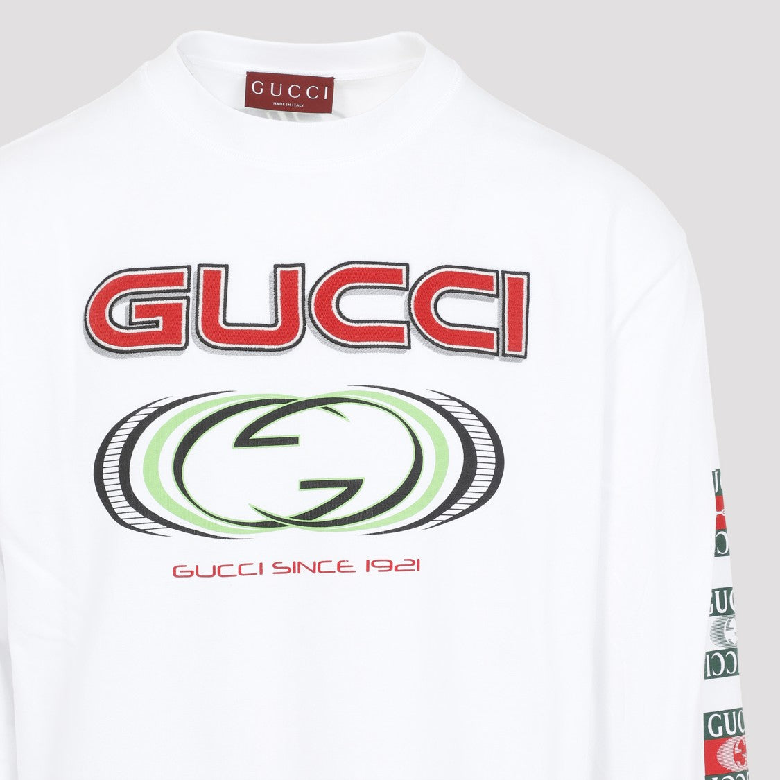 Gucci White Cotton Printed Logo T-Shirt
