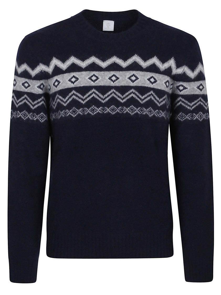 Eleventy Patterned Crew-Neck Sweater With Geometric Motifs