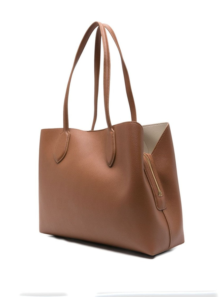 Twin-Set Structured Tote Bag With Smooth Pebbled Texture And Metallic Detail