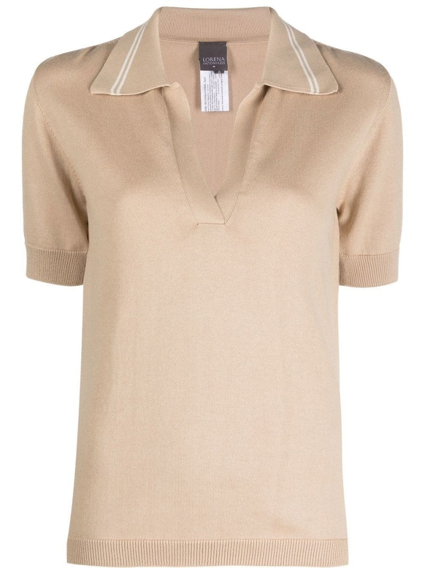 Lorena Antoniazzi Black Knit Polo Shirt With Contrasting Stripes