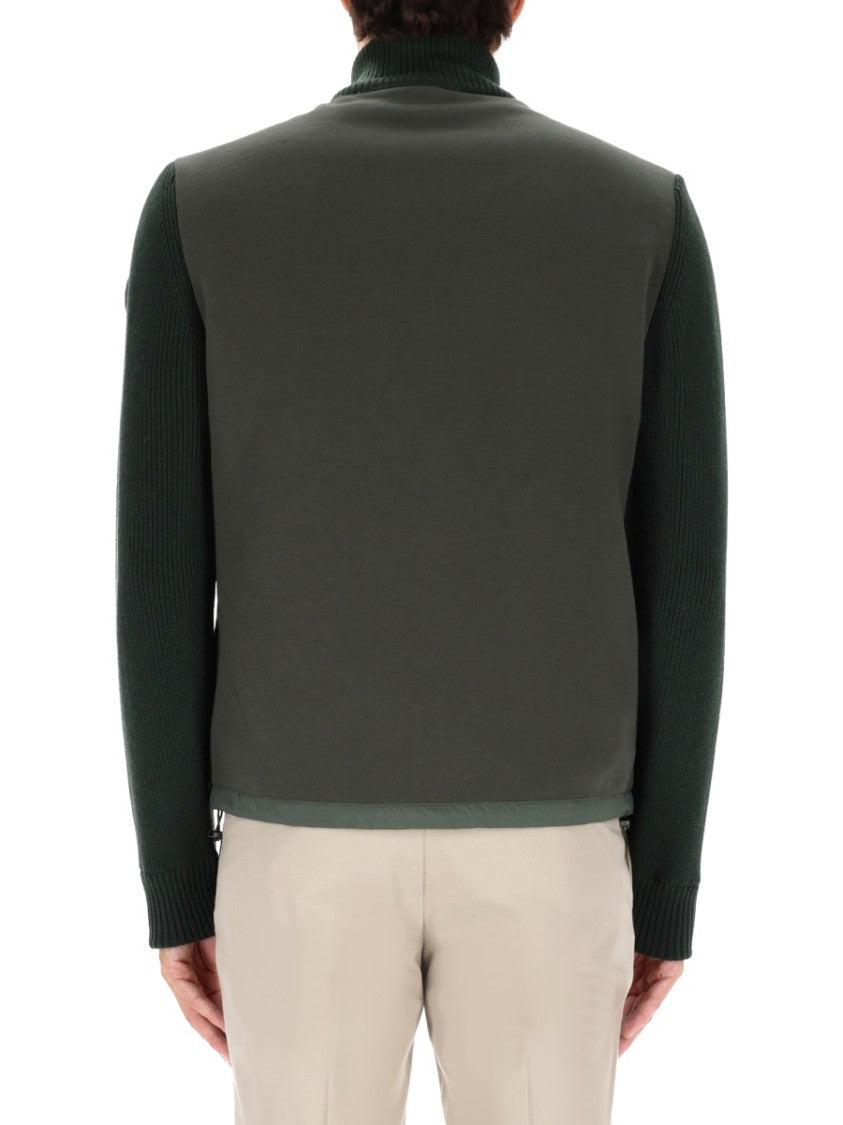 Colmar Originals Quilted Green Sports Jacket With Knitted Sleeves