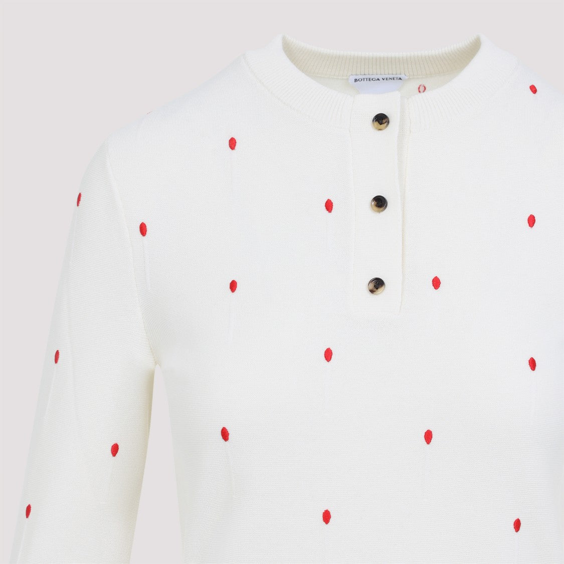 Bottega Veneta Henley Neck Top With Red Dot Detailing