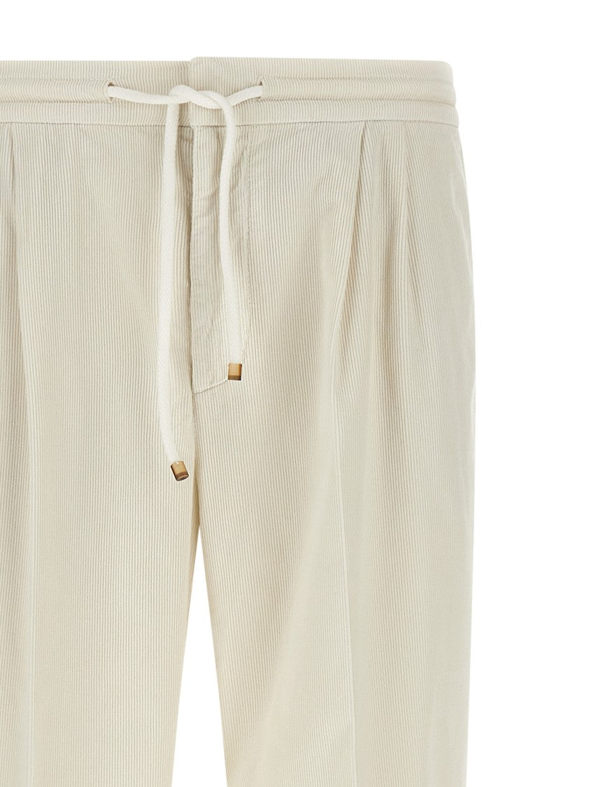 Brunello Cucinelli Garment-Dyed Corduroy Trousers With Adjustable Drawstring Waistband