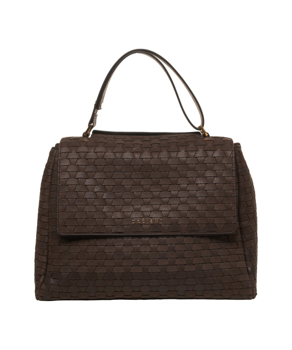 Orciani Woven Leather Structured Handbag With Versatile Carrying Options