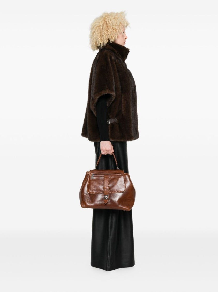 Ermanno Scervino Structured Brown Shoulder Bag With Silver-Tone Hardware