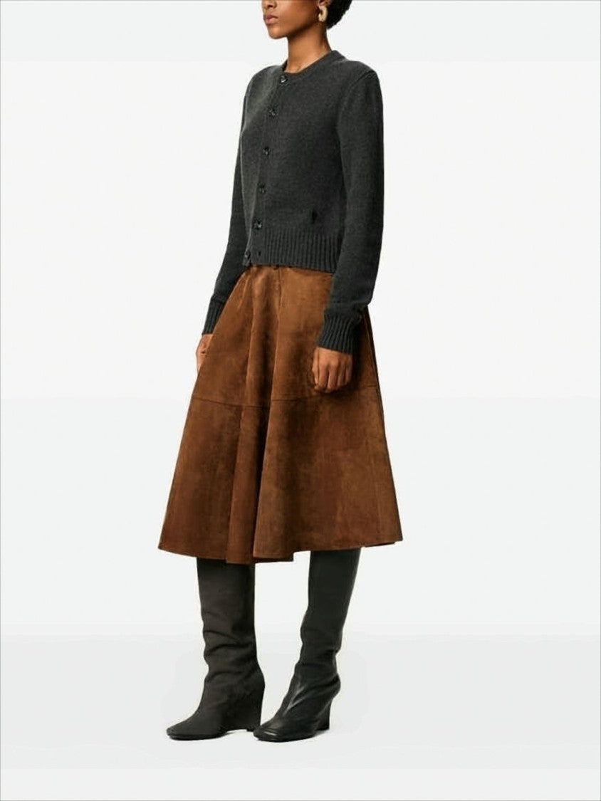 Ami Cropped Cashmere-Wool Cardigan With Button Front