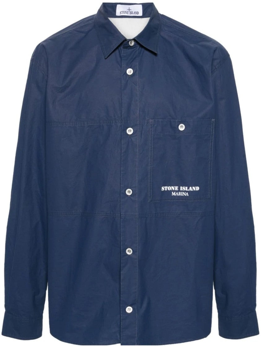 Stone Island Stripe-Detail Shirt Jacket