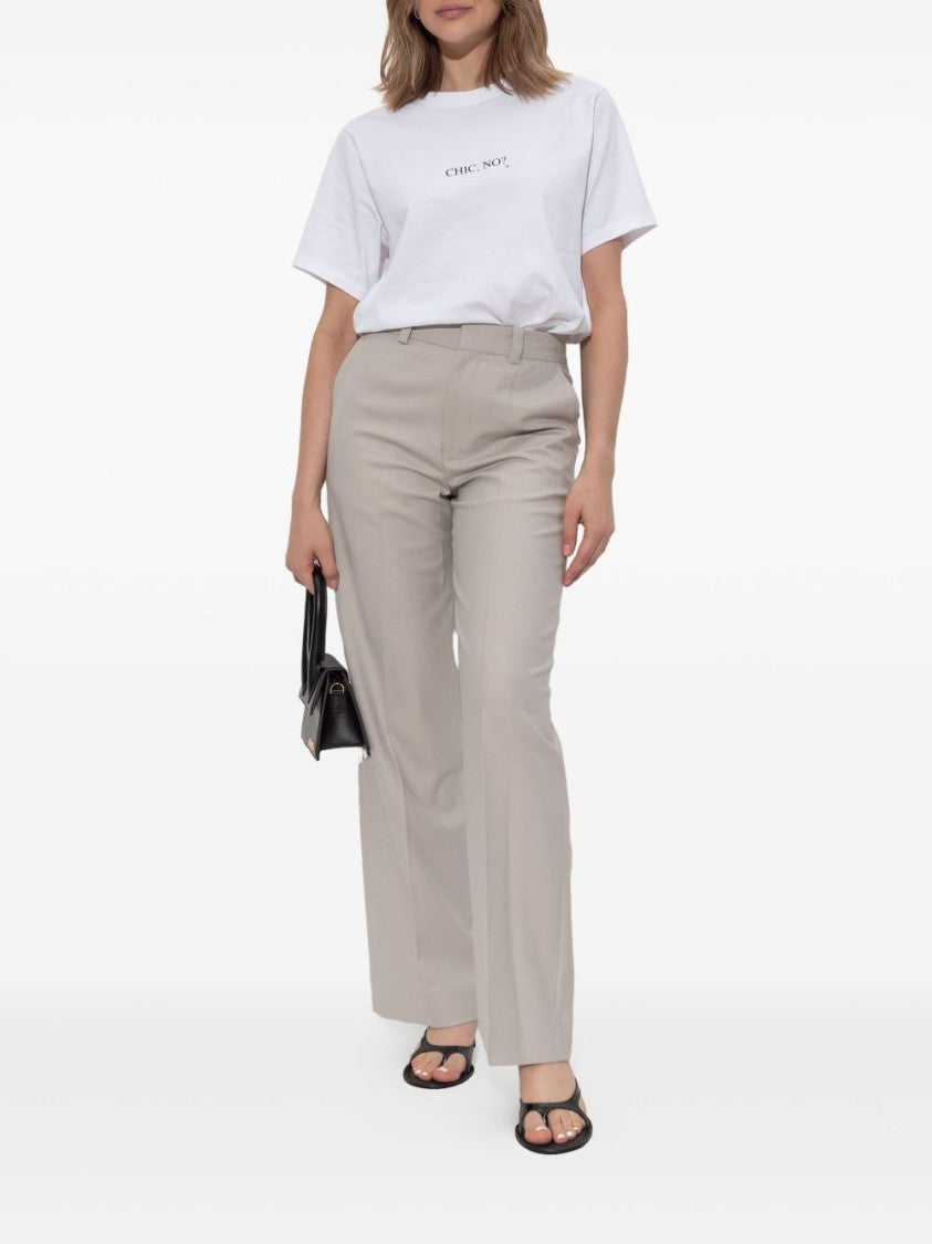 Victoria Beckham Tailored Beige Trousers With Front Fastening