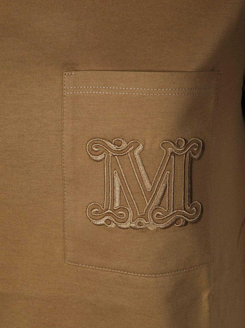 Max Mara Short-Sleeved Crew Neck T-Shirt With Embroidered Pocket