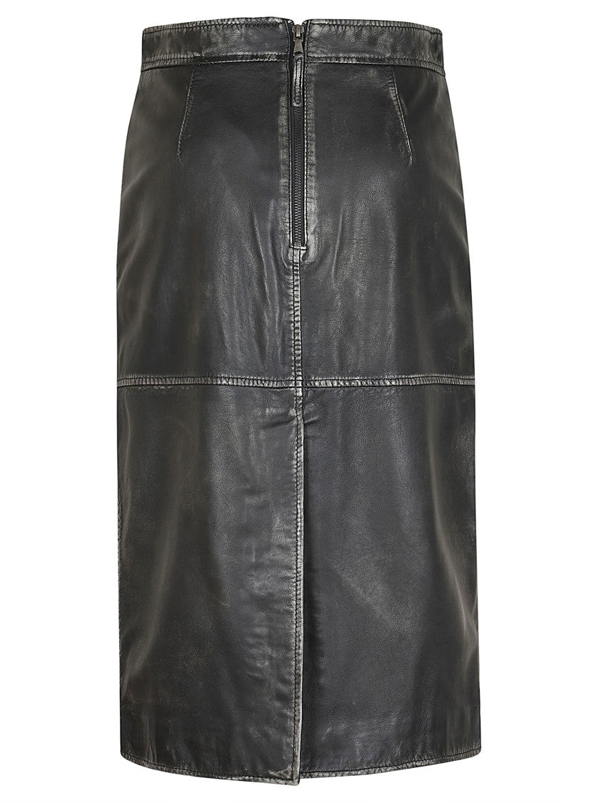 P.A.R.O.S.H. Knee-Length Leather Skirt With Minimalist Design
