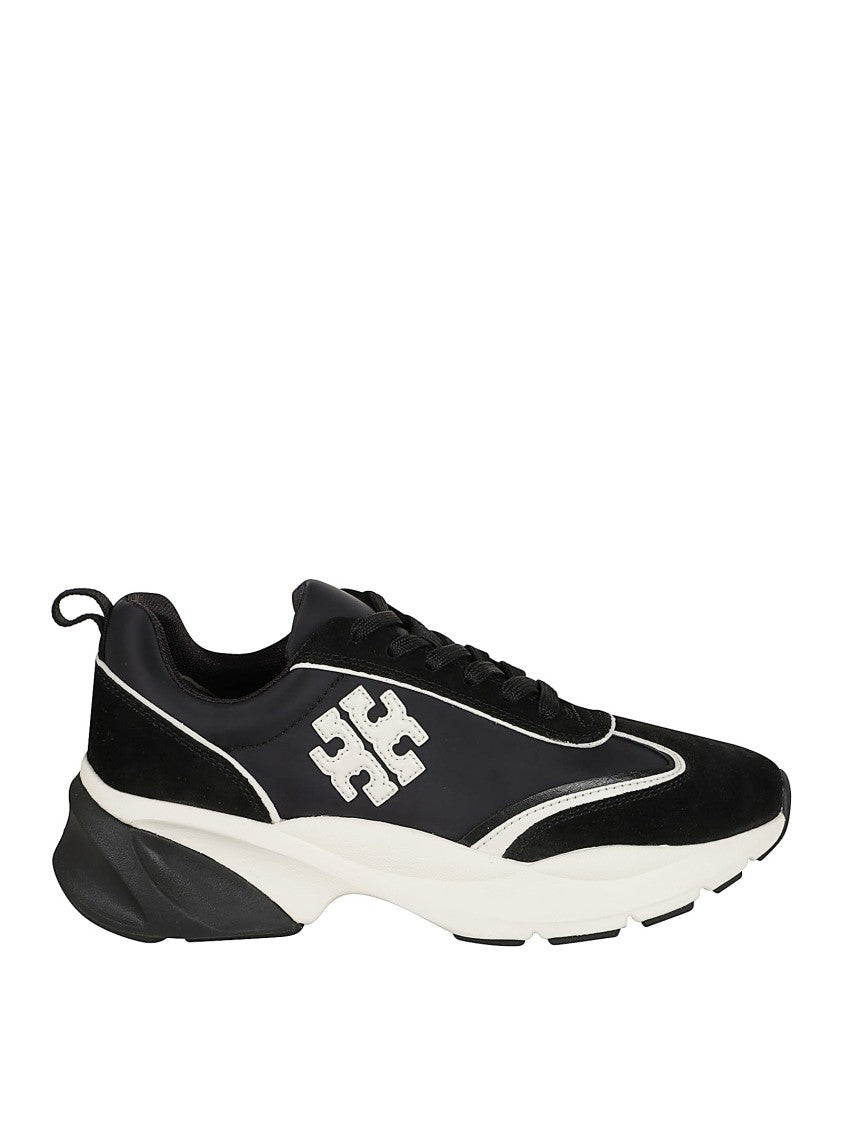Tory Burch Refined Black Sneakers With Suede Overlays