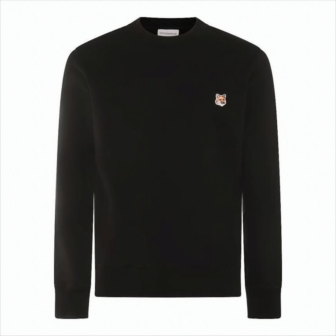 Maison Kitsuné Minimalist Long-Sleeve Crew Neck Shirt With Embroidered Emblem