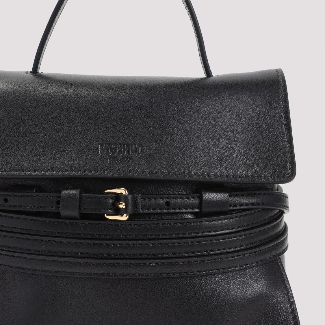 Moschino Structured Black Nappa Leather Handbag