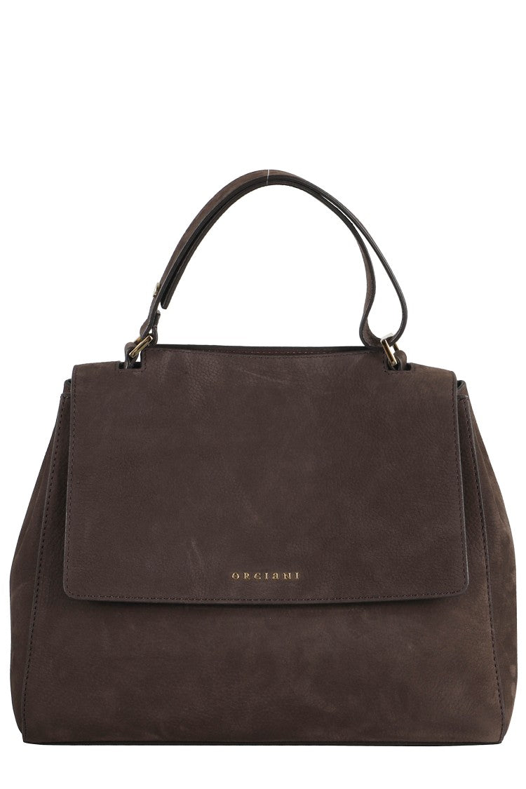 Orciani Structured Brown Leather Shoulder Bag