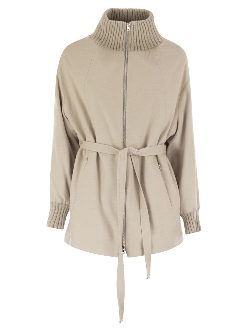 Herno Silk And Cashmere Jacket With Belt