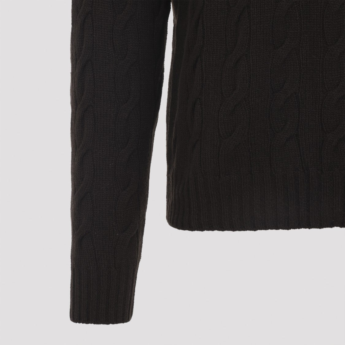Ralph Lauren X Purple Label Cable Knit Cashmere Pullover With Crew Neck And Ribbed Edges