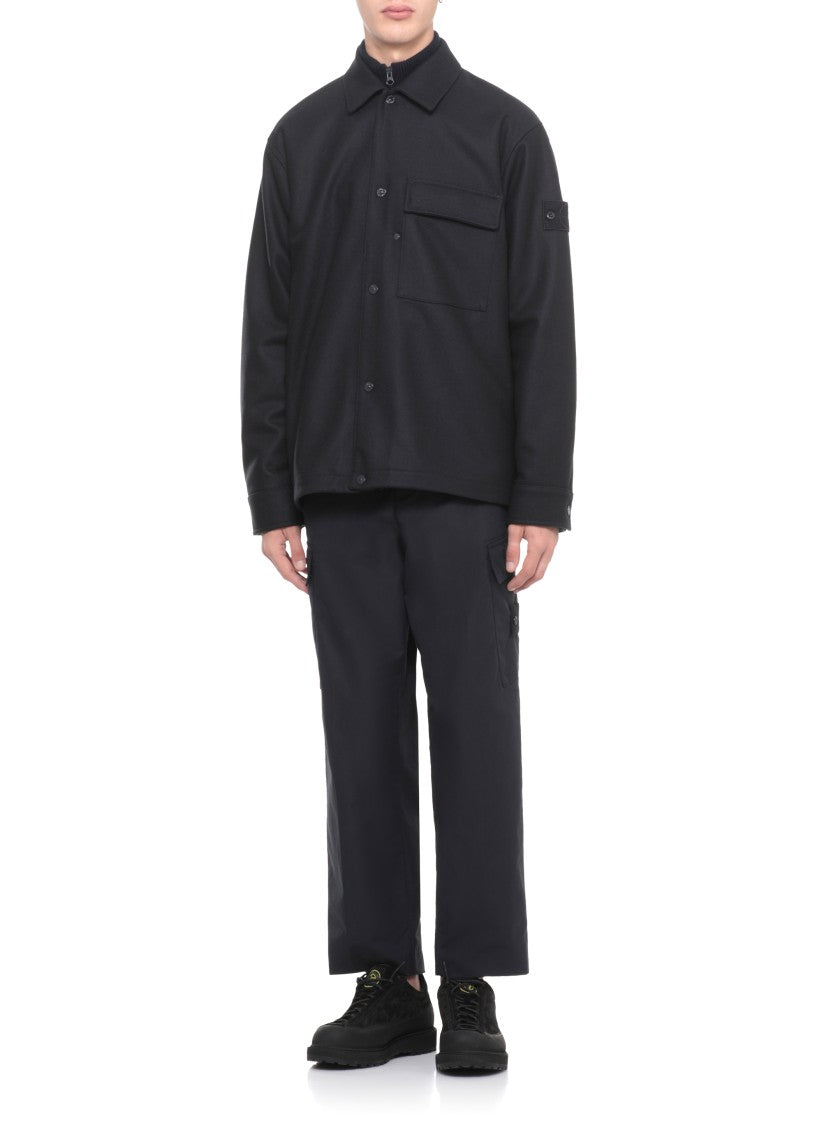 Stone Island Black Wool Overshirt