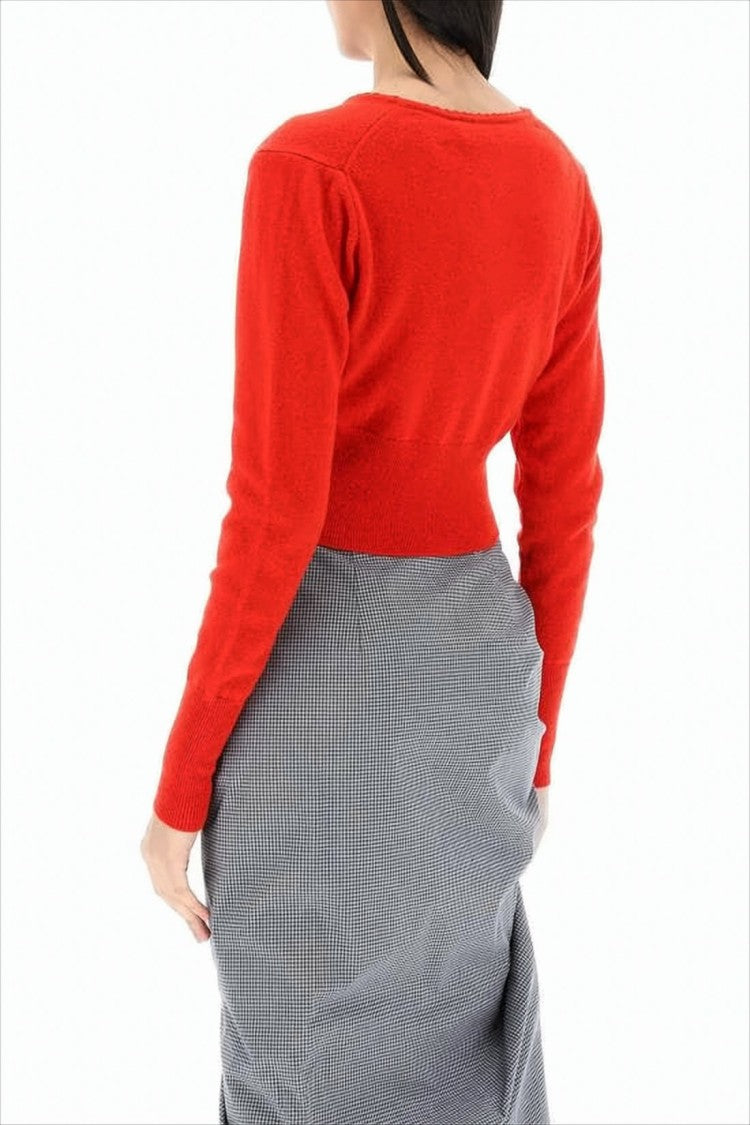 Vivienne Westwood Cropped Knit Cardigan With Wooden Buttons And Emblem